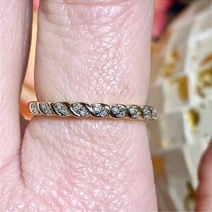 Vintage 14k Gold Genuine 0.25ctw Diamond Semi Eternity Wedding Band Bridal Ring
